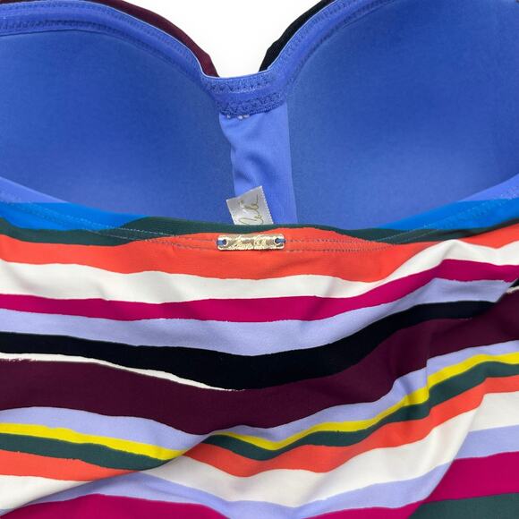 NEW Anne Cole One Piece Swimsuit Size 8 Stripe Halter Bandeau Strapless Swim NWT - Picture 9 of 13